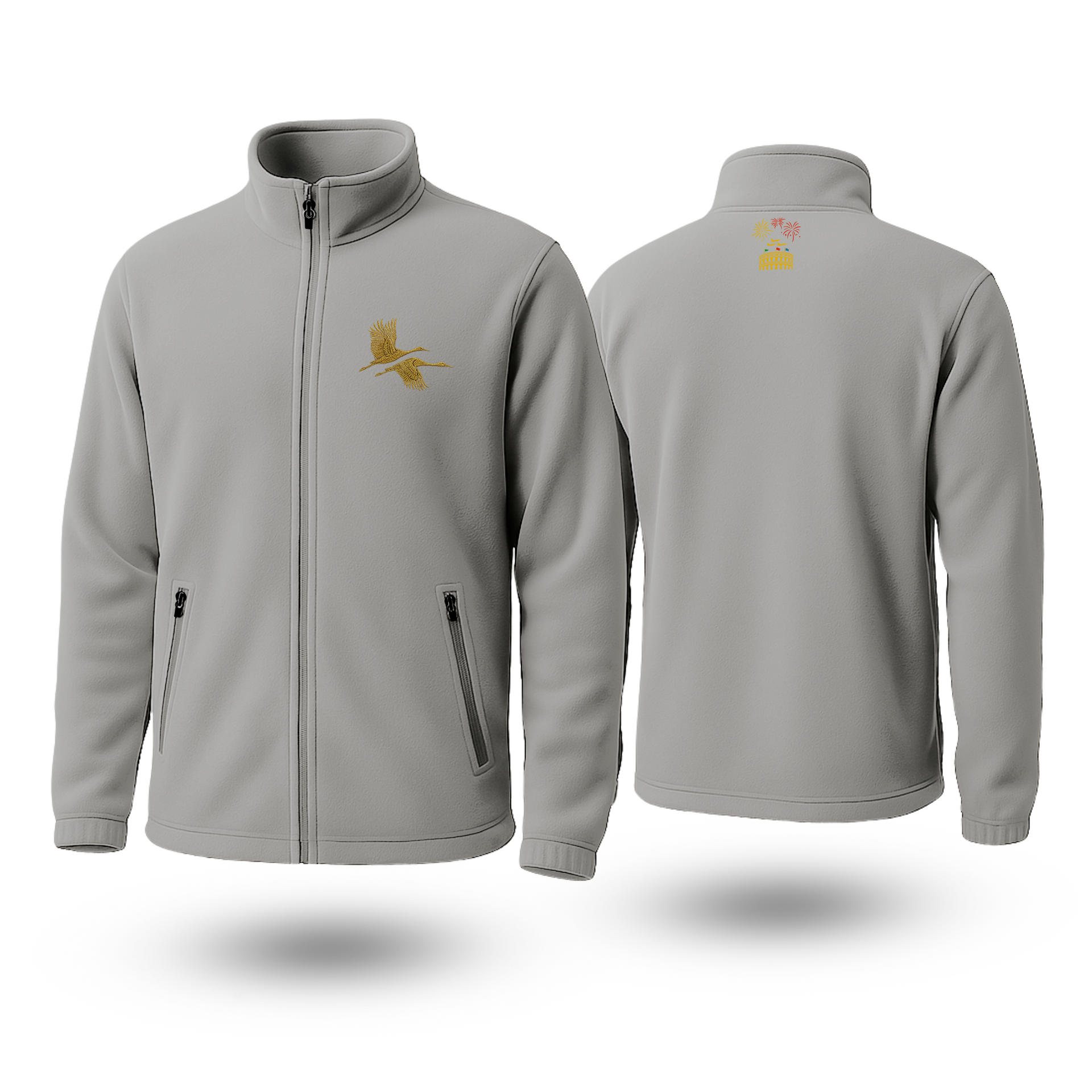 Double Crane Black Fleece Zipper