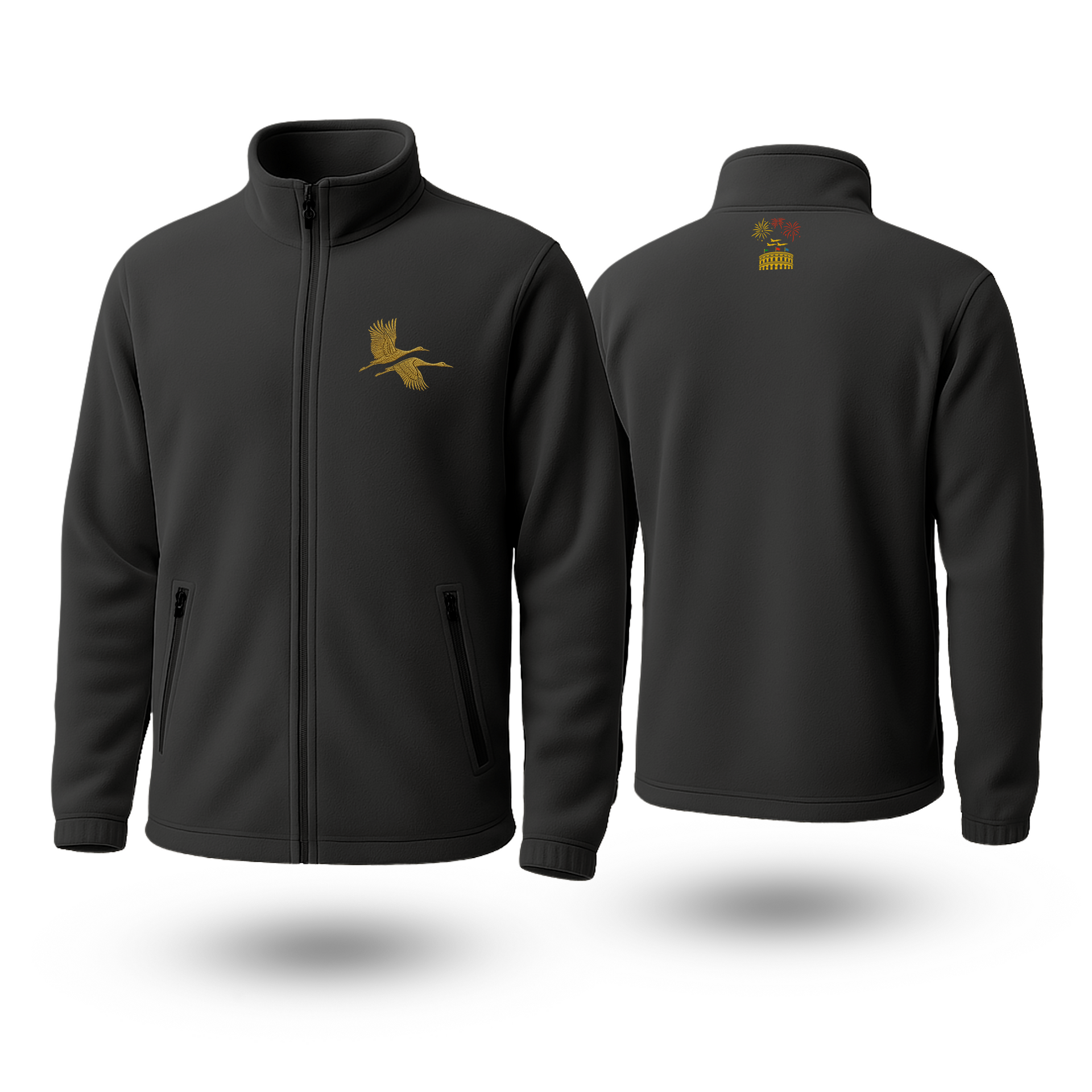 Double Crane Black Fleece Zipper