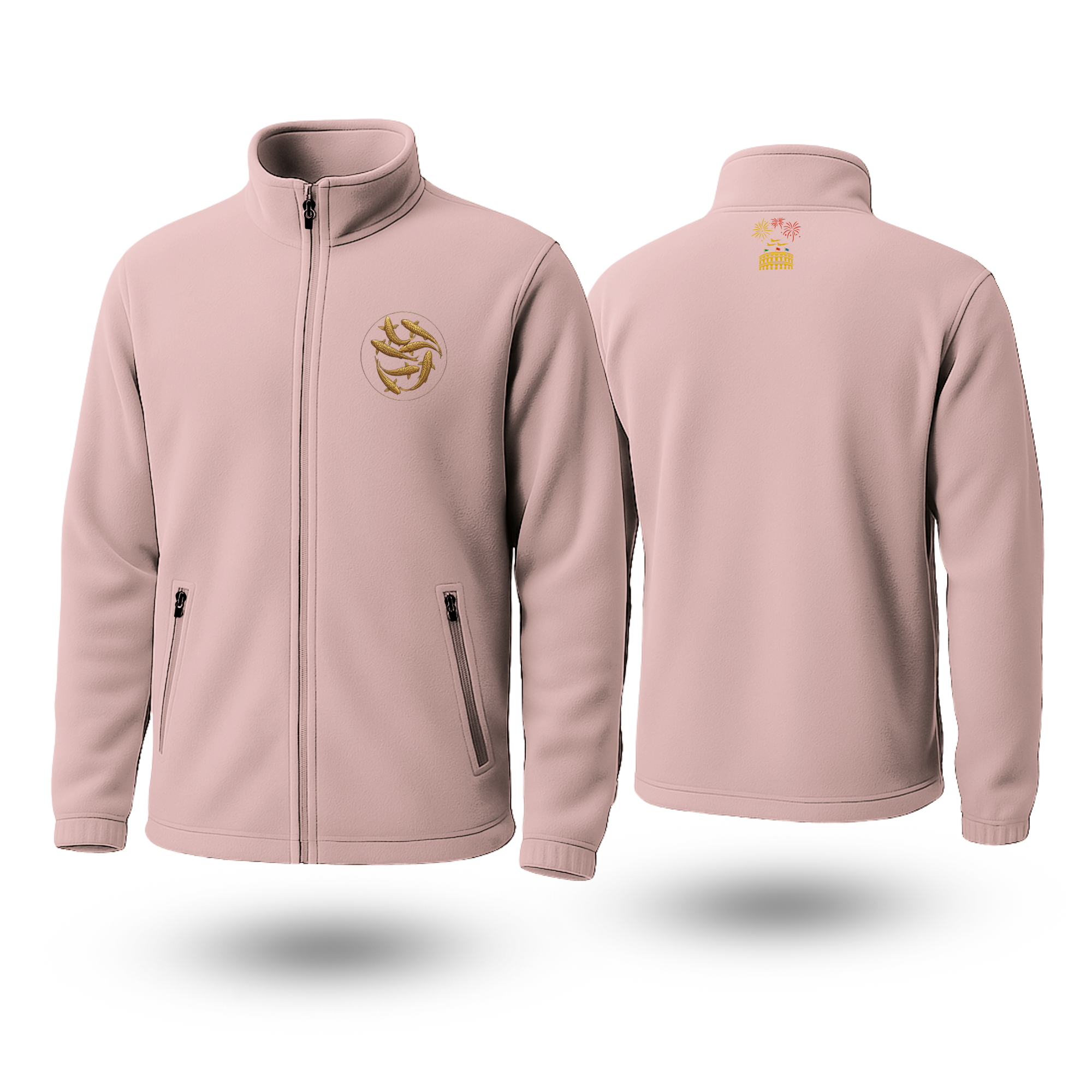 Fishes Black Fleece Zipper