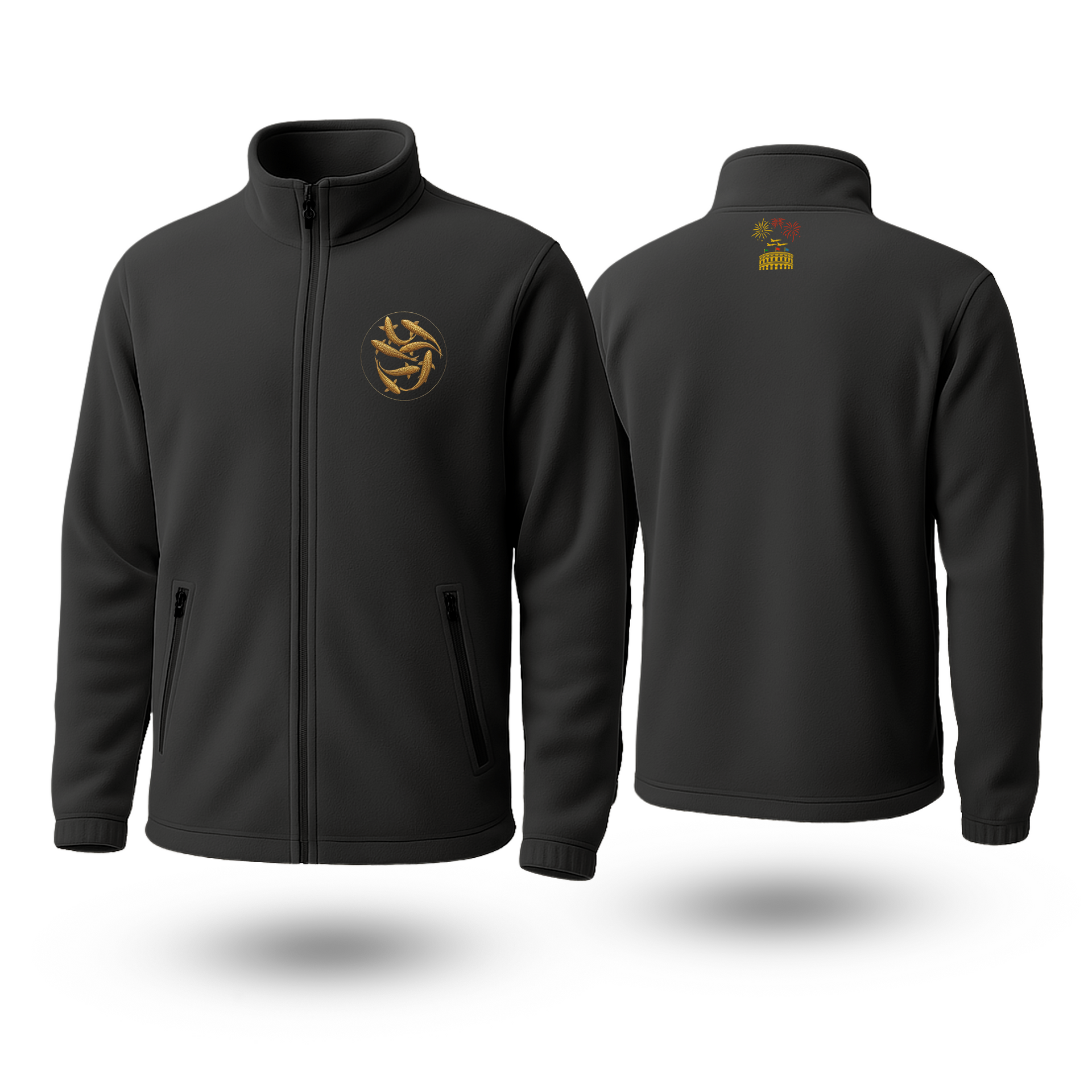 Fishes Black Fleece Zipper