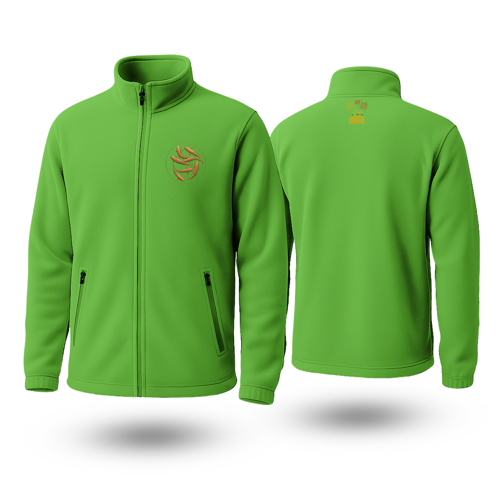 Fishes Black Fleece Zipper