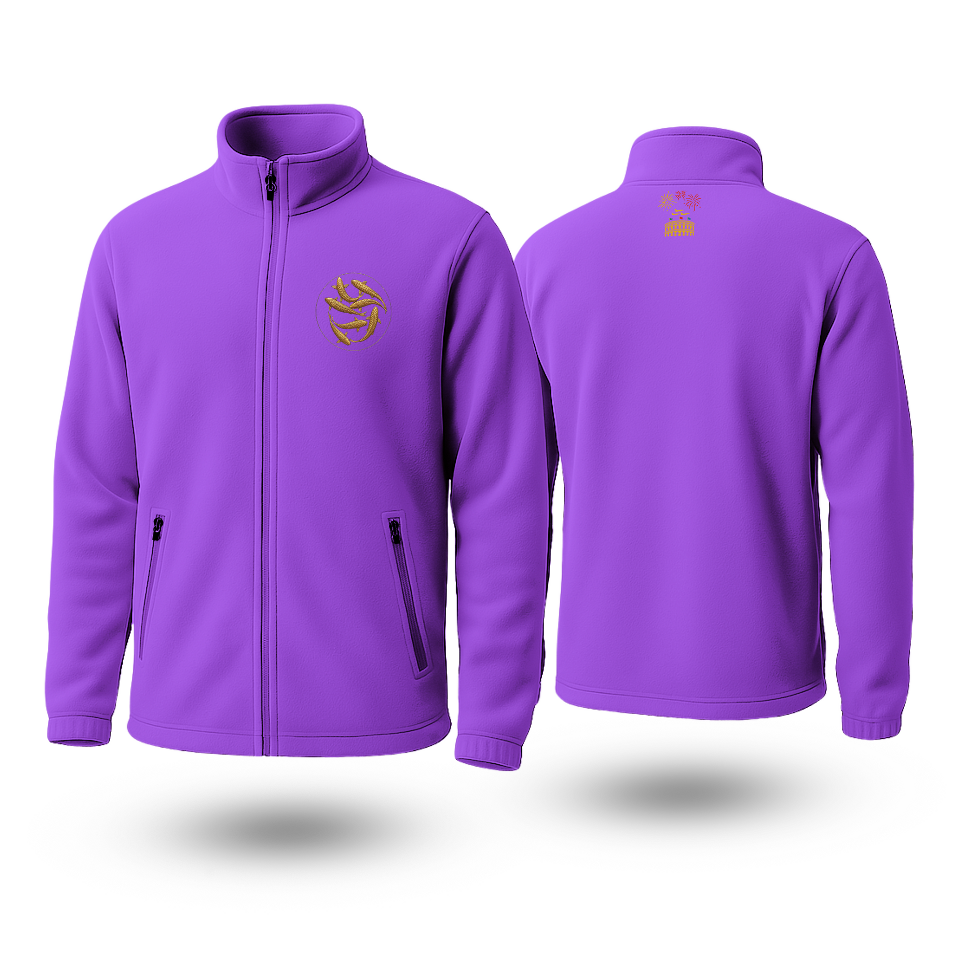 Fishes Black Fleece Zipper