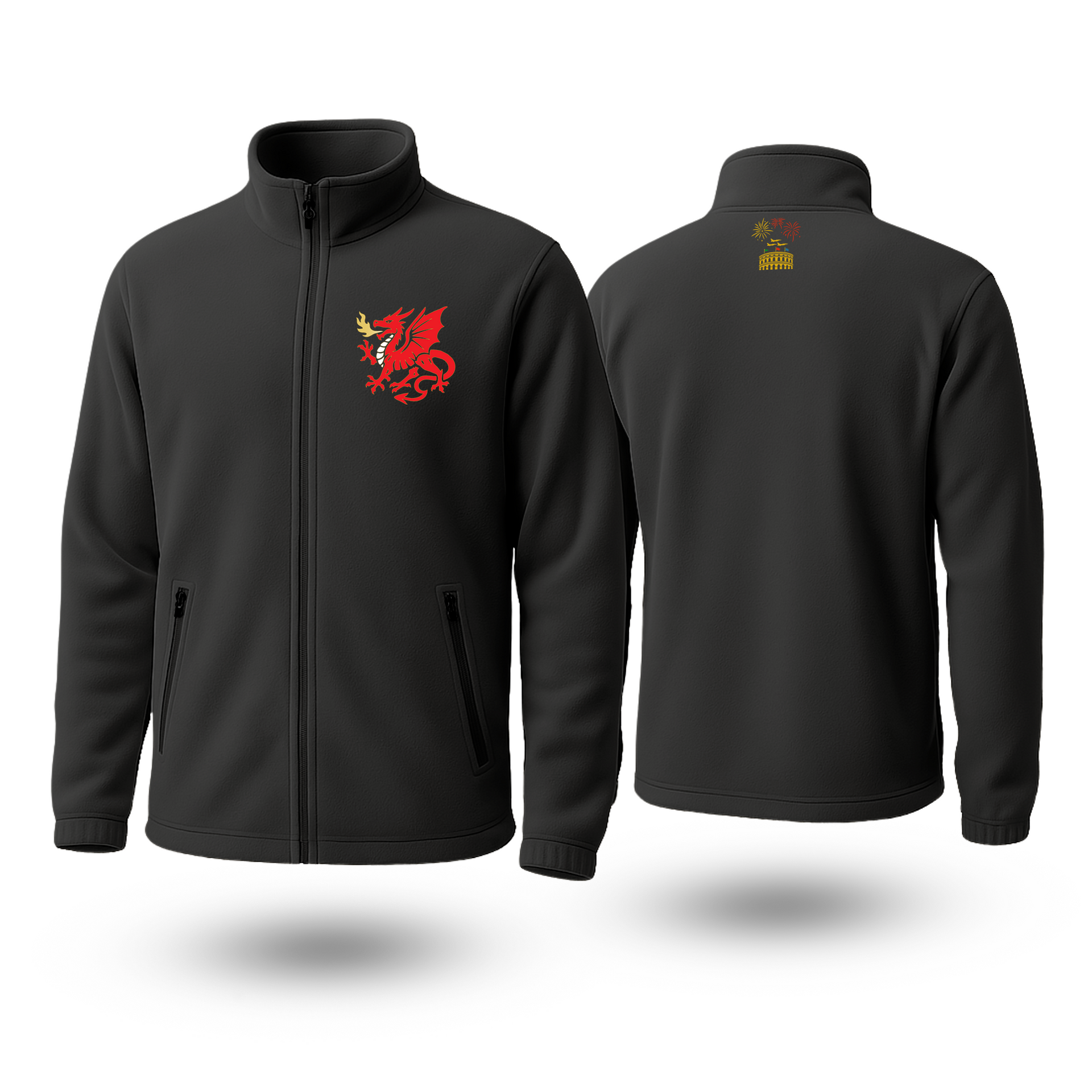 Red Dragon Black Fleese Zipper