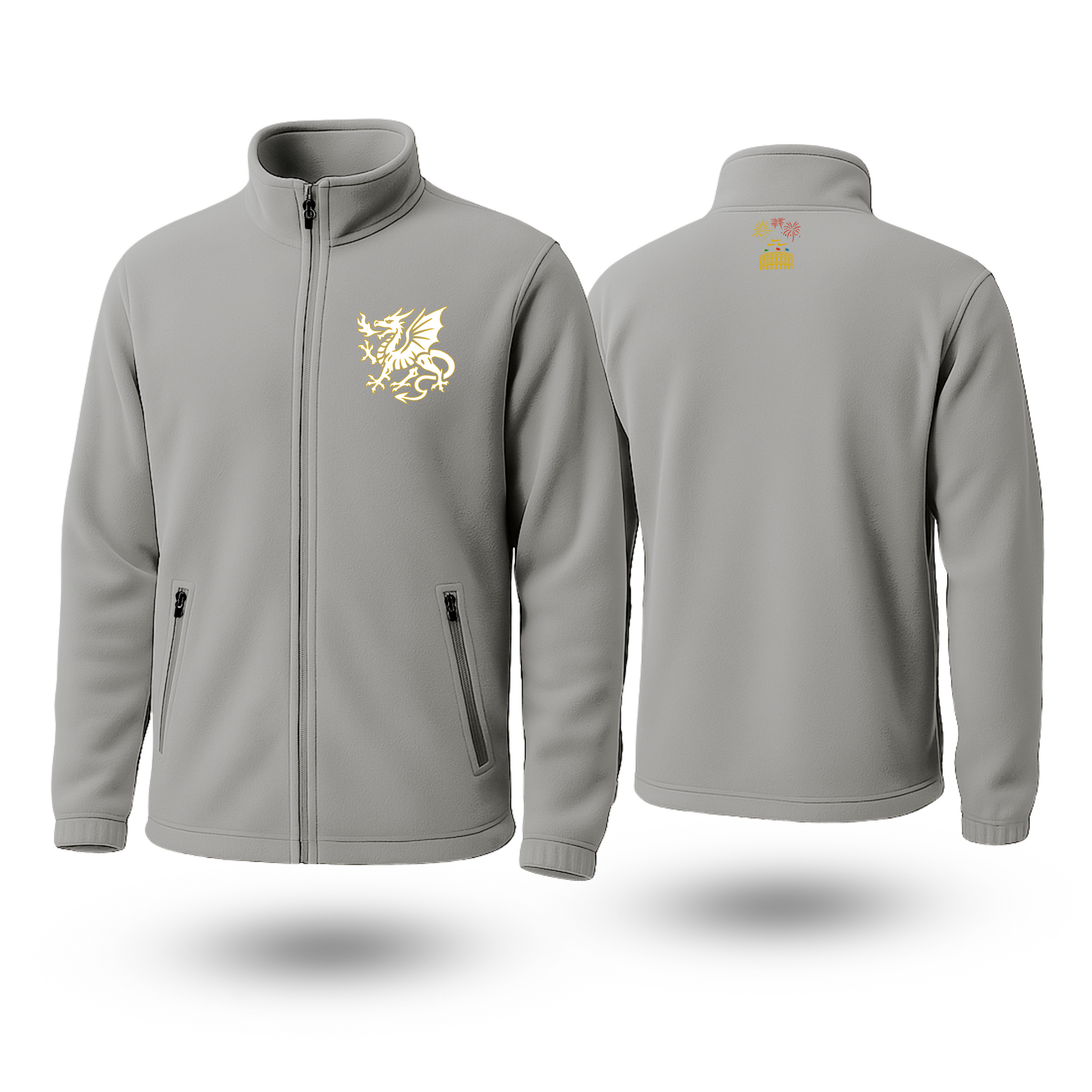 White Dragon Black Fleese Zipper