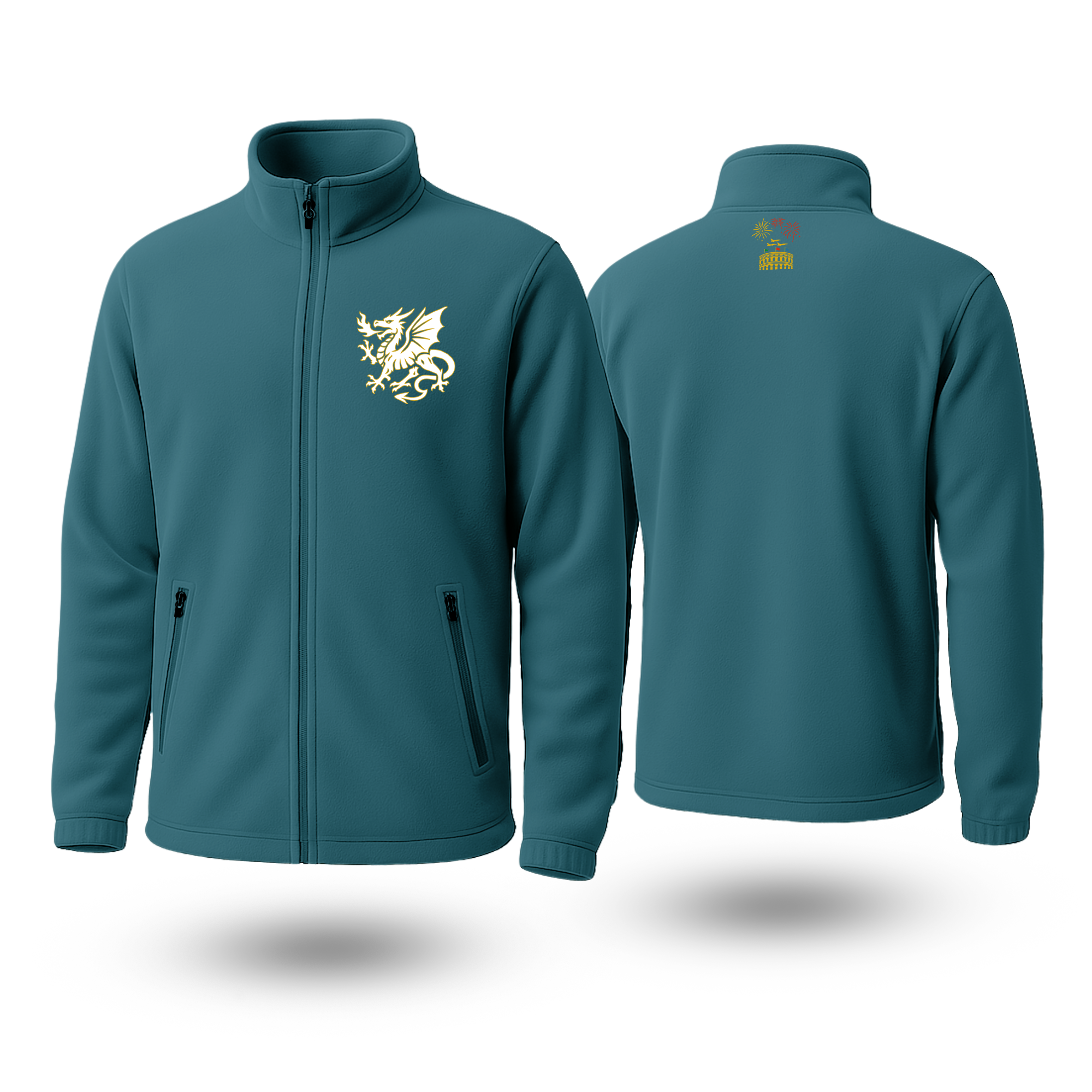 White Dragon Black Fleese Zipper