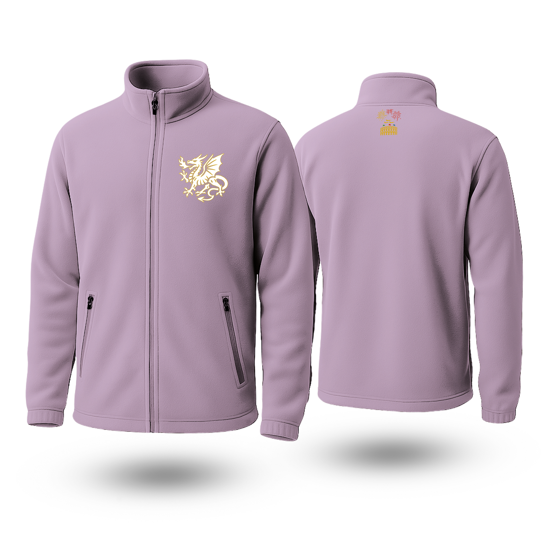 White Dragon Black Fleese Zipper