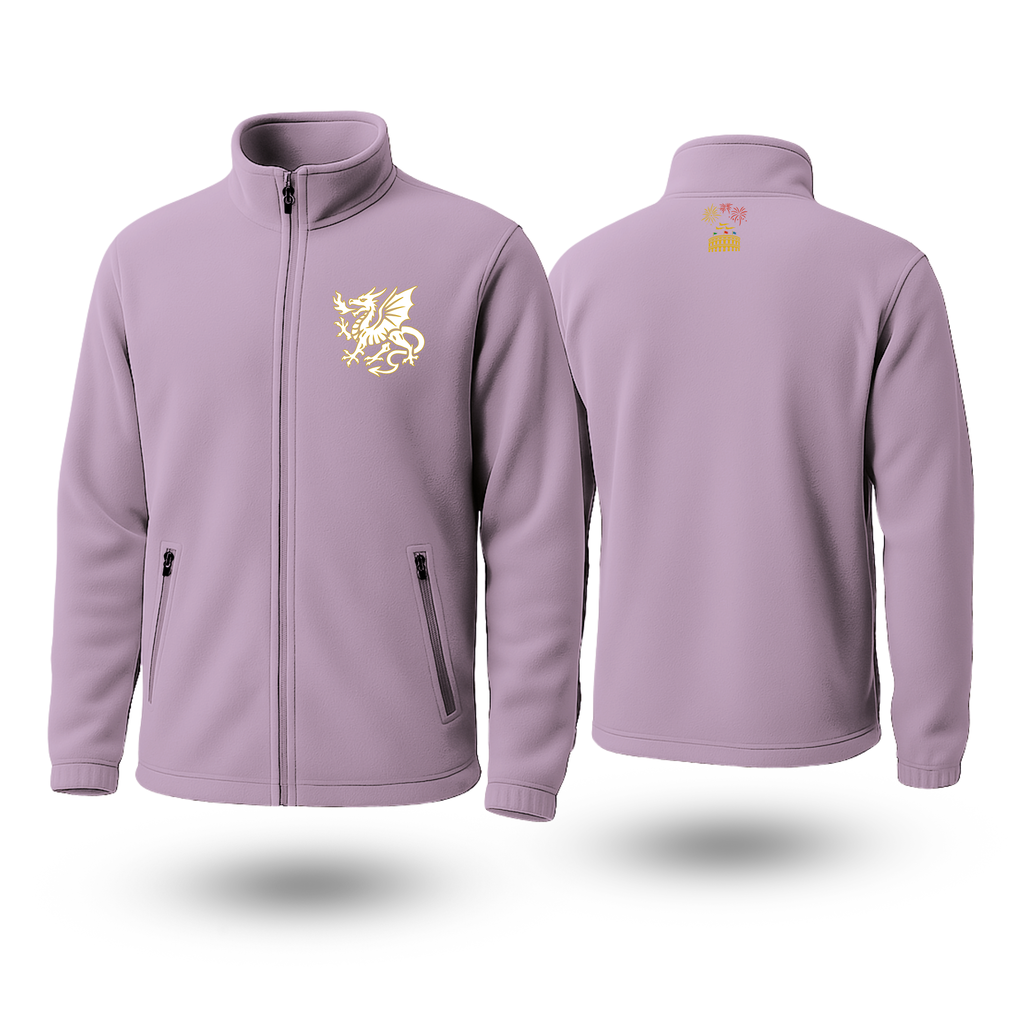 White Dragon Black Fleese Zipper