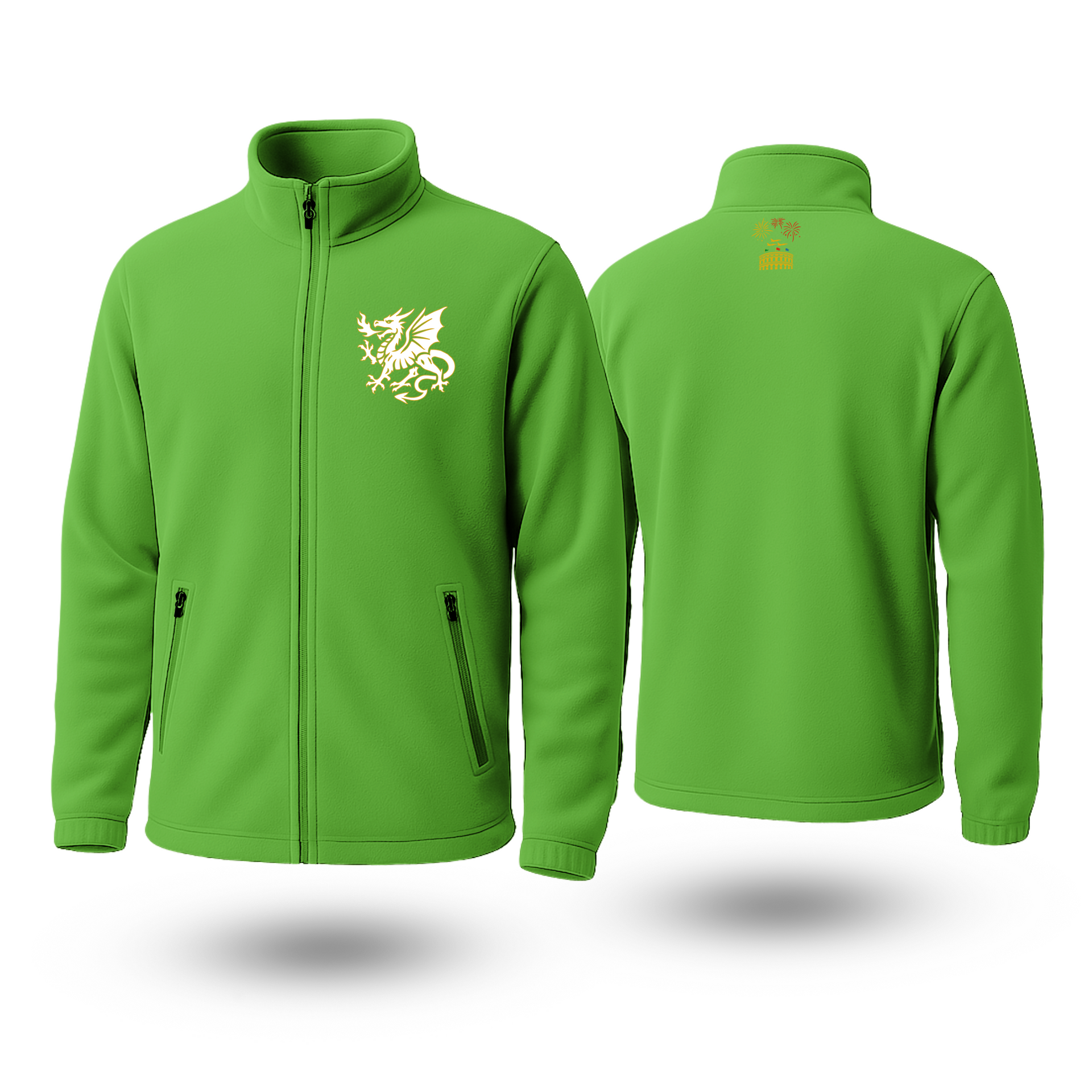 White Dragon Black Fleese Zipper