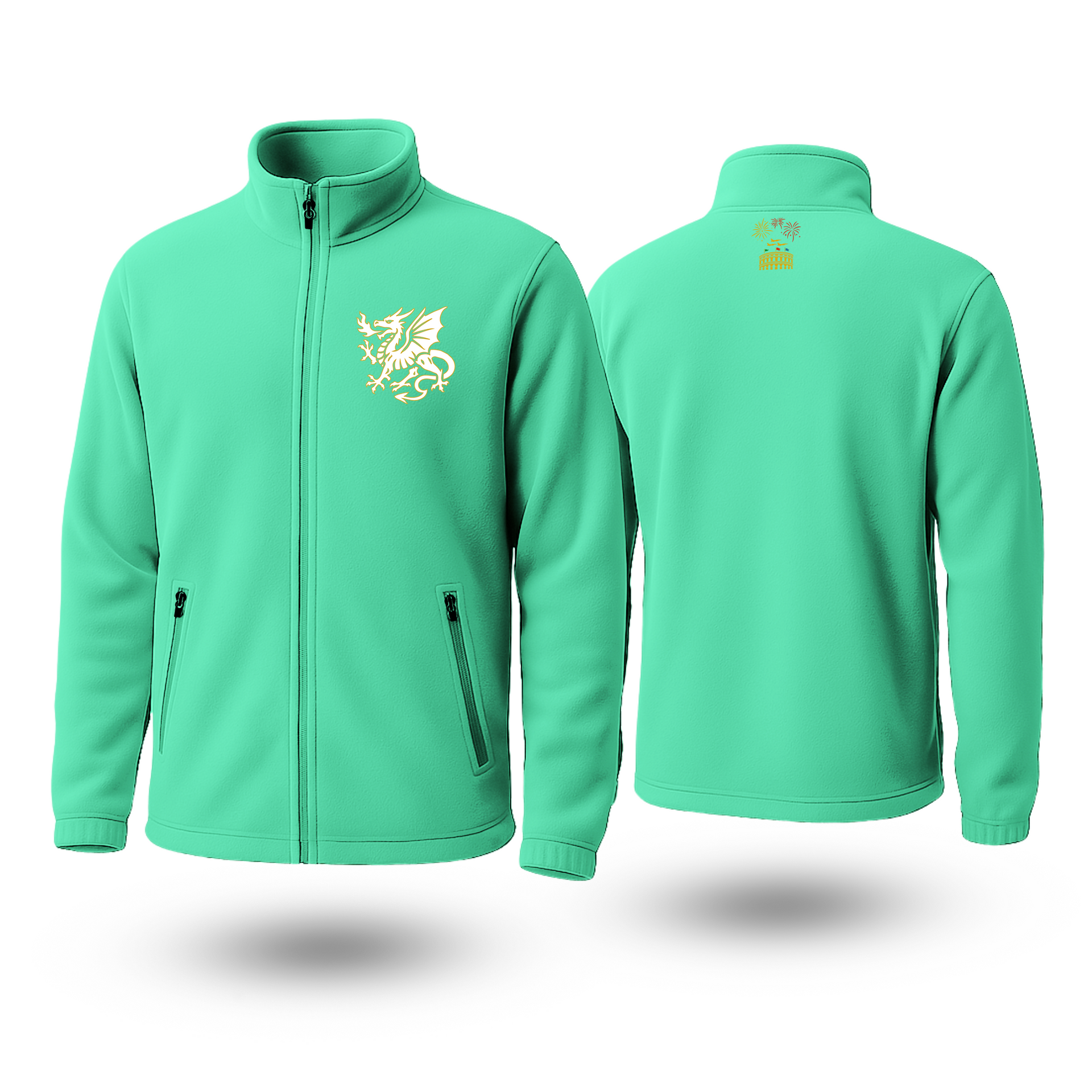 White Dragon Black Fleese Zipper