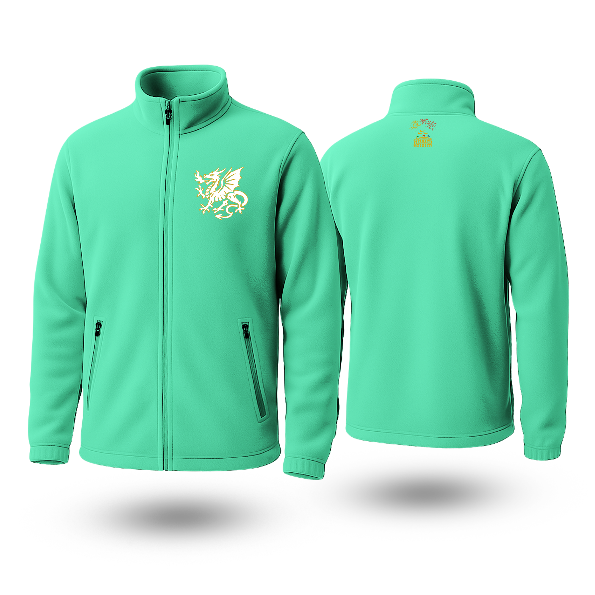 White Dragon Black Fleese Zipper