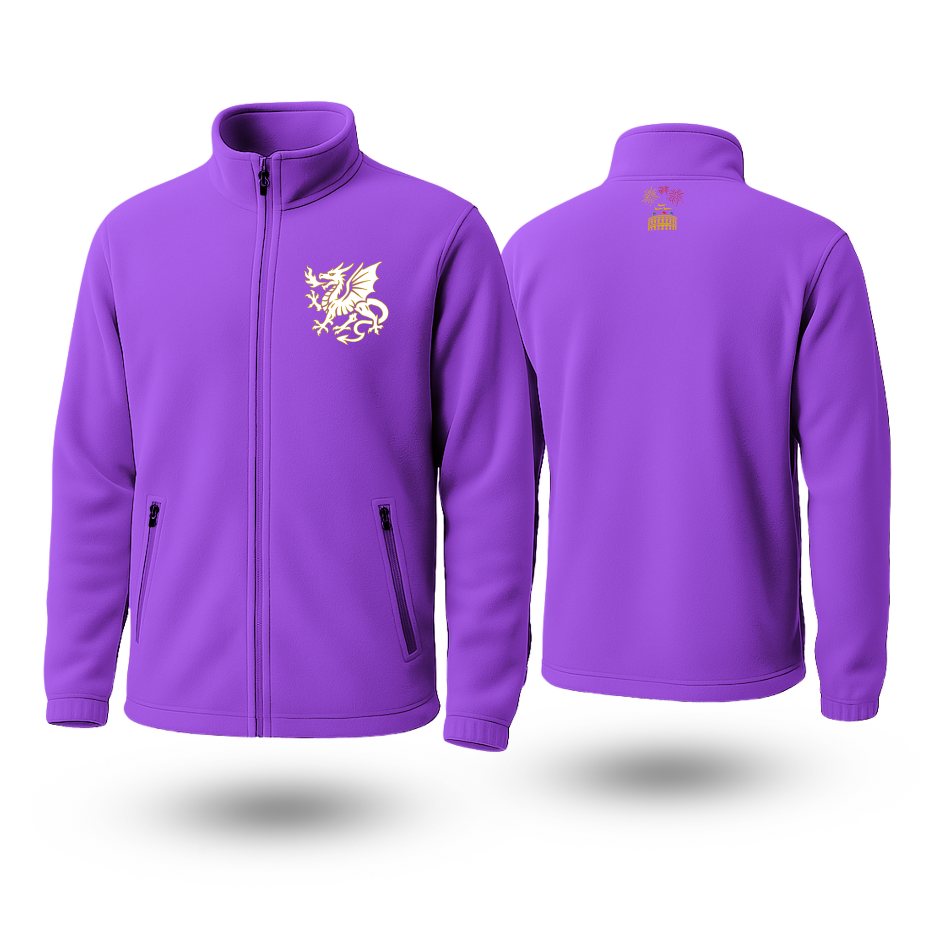 White Dragon Black Fleese Zipper