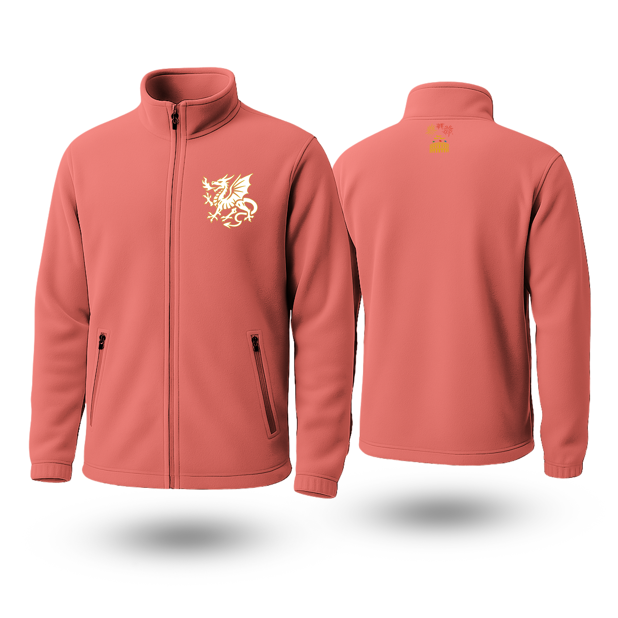 White Dragon Black Fleese Zipper