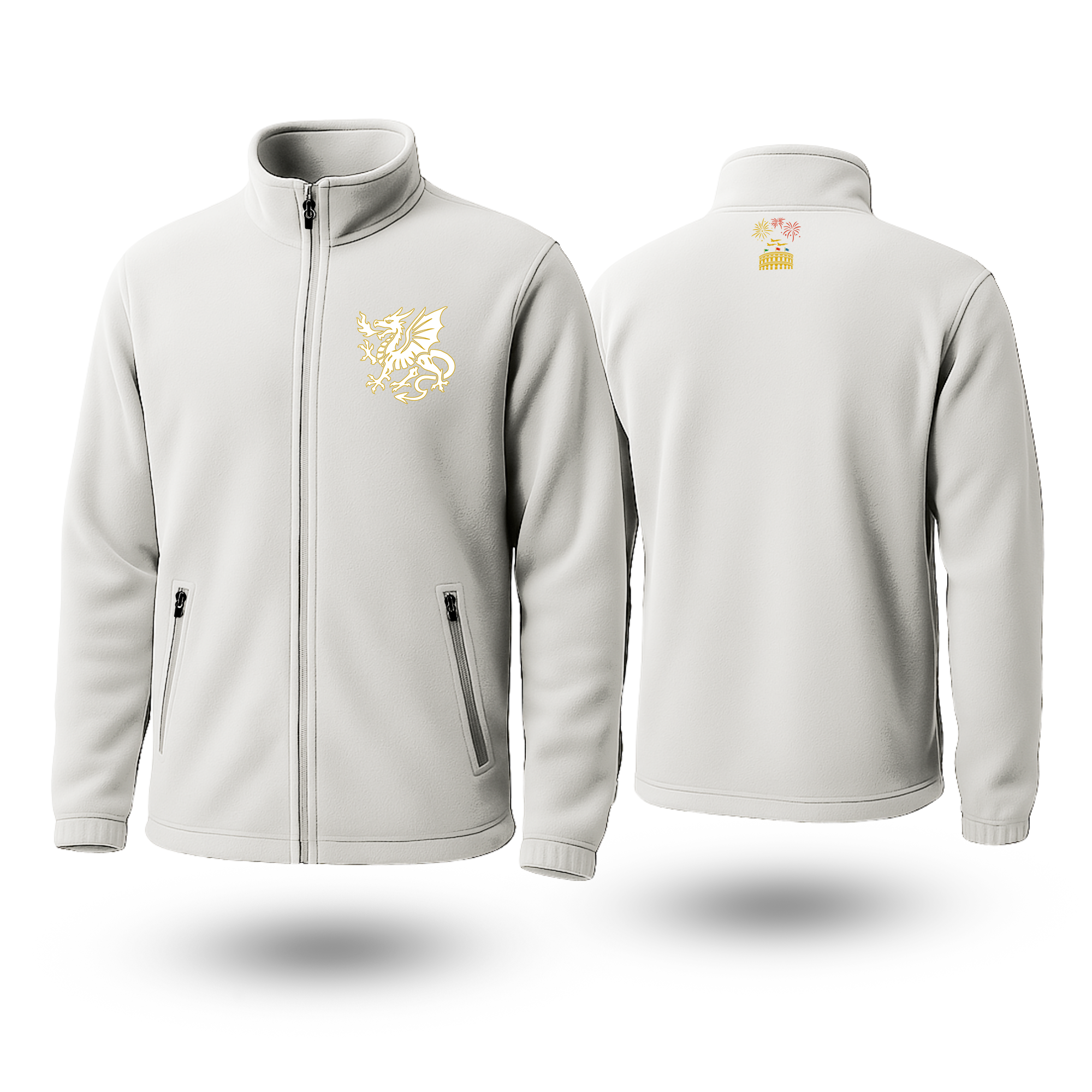 White Dragon Black Fleese Zipper