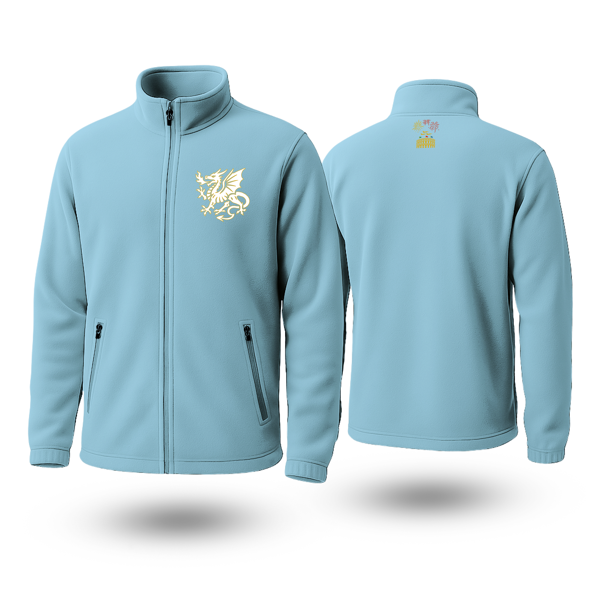 White Dragon Black Fleese Zipper